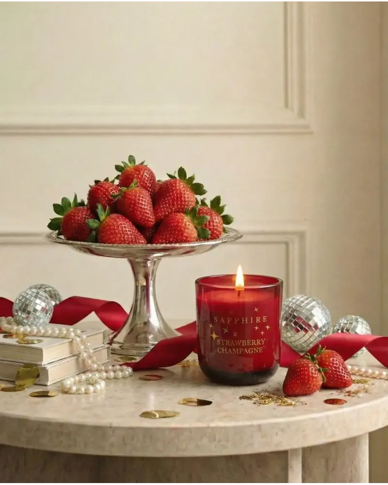 Strawberry Champagne Doğal Soya Mum – 400 g