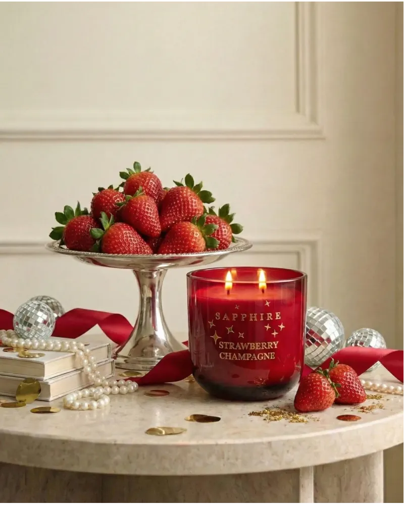 Strawberry Champagne Doğal Soya Mum – 400 g