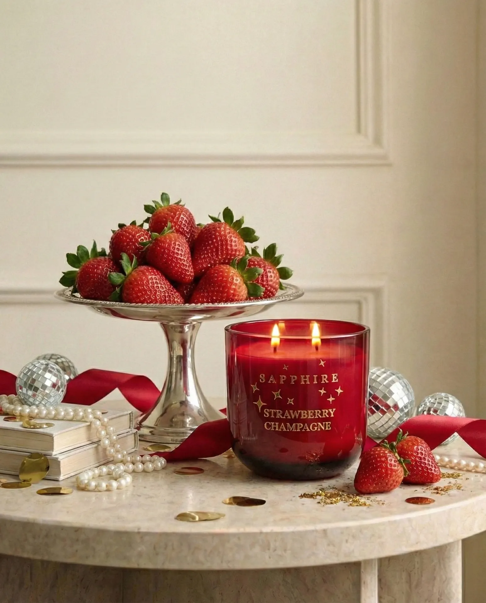 Strawberry Champagne Doğal Soya Mum – 400 g