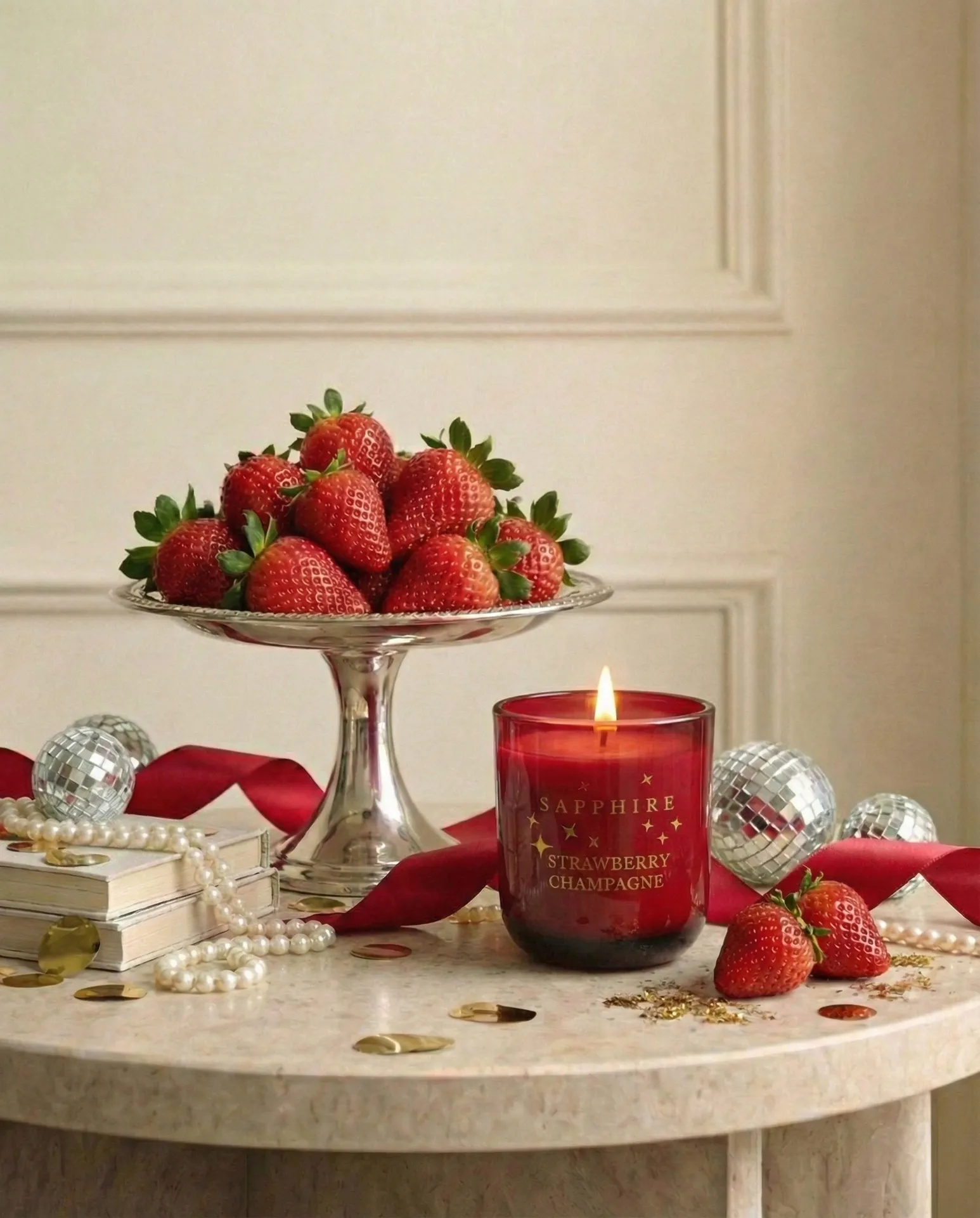 Strawberry Champagne Doğal Soya Mum – 250 g detay görseli 1