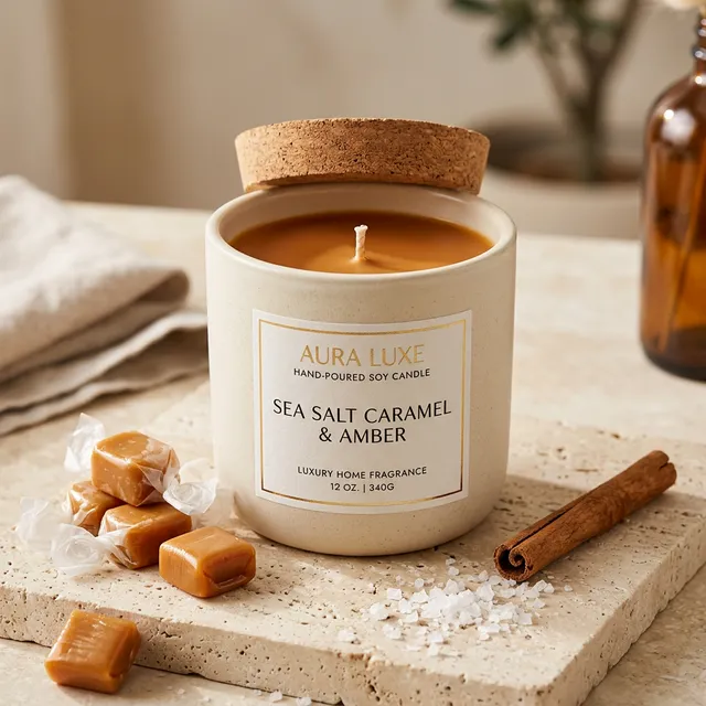 Caramel Bliss Doğal Soya Mum – 220 g