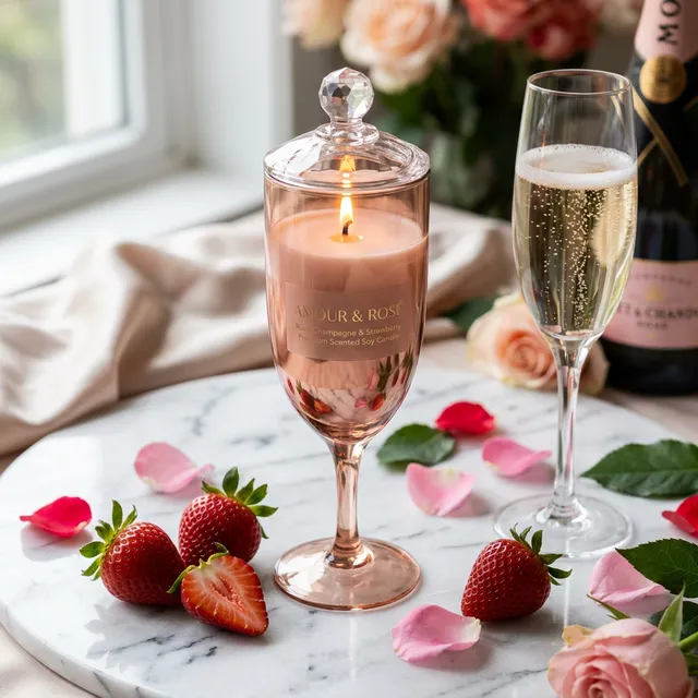 Strawberry Champagne Doğal Soya Mum – 400 g